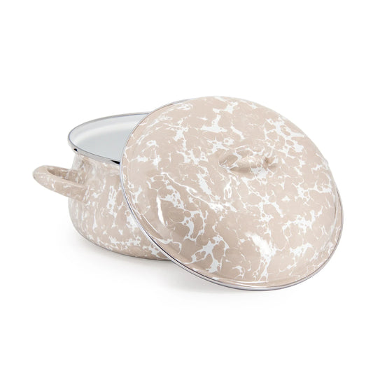 TP31 - Taupe Swirl Dutch Oven - Golden Rabbit Enamelware