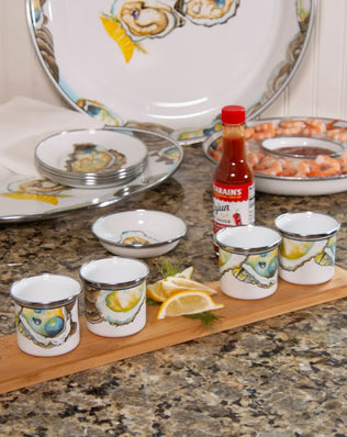 OY62S4 - Oyster Appetizer Plates - Set of 4 - Golden Rabbit Enamelware
