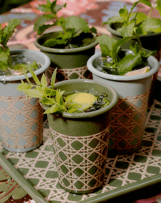 Domino x CCH Wicker 14 oz Tumblers, Set of 4