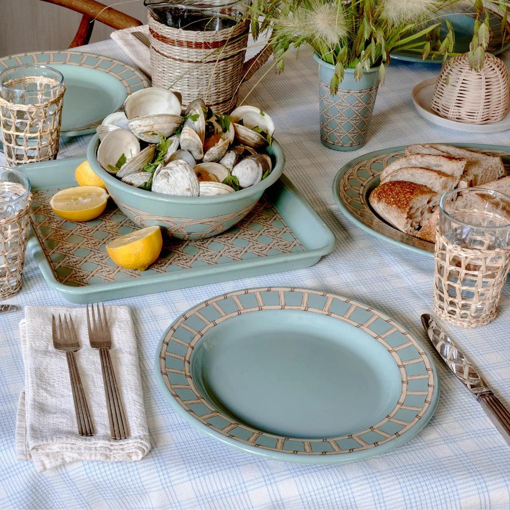 Domino x CCH Wicker Dinner Plates, Set of 4
