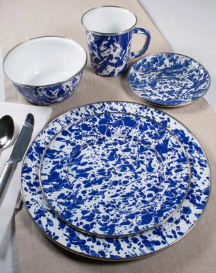 CB21 - Cobalt Swirl Medium Tray - Golden Rabbit Enamelware