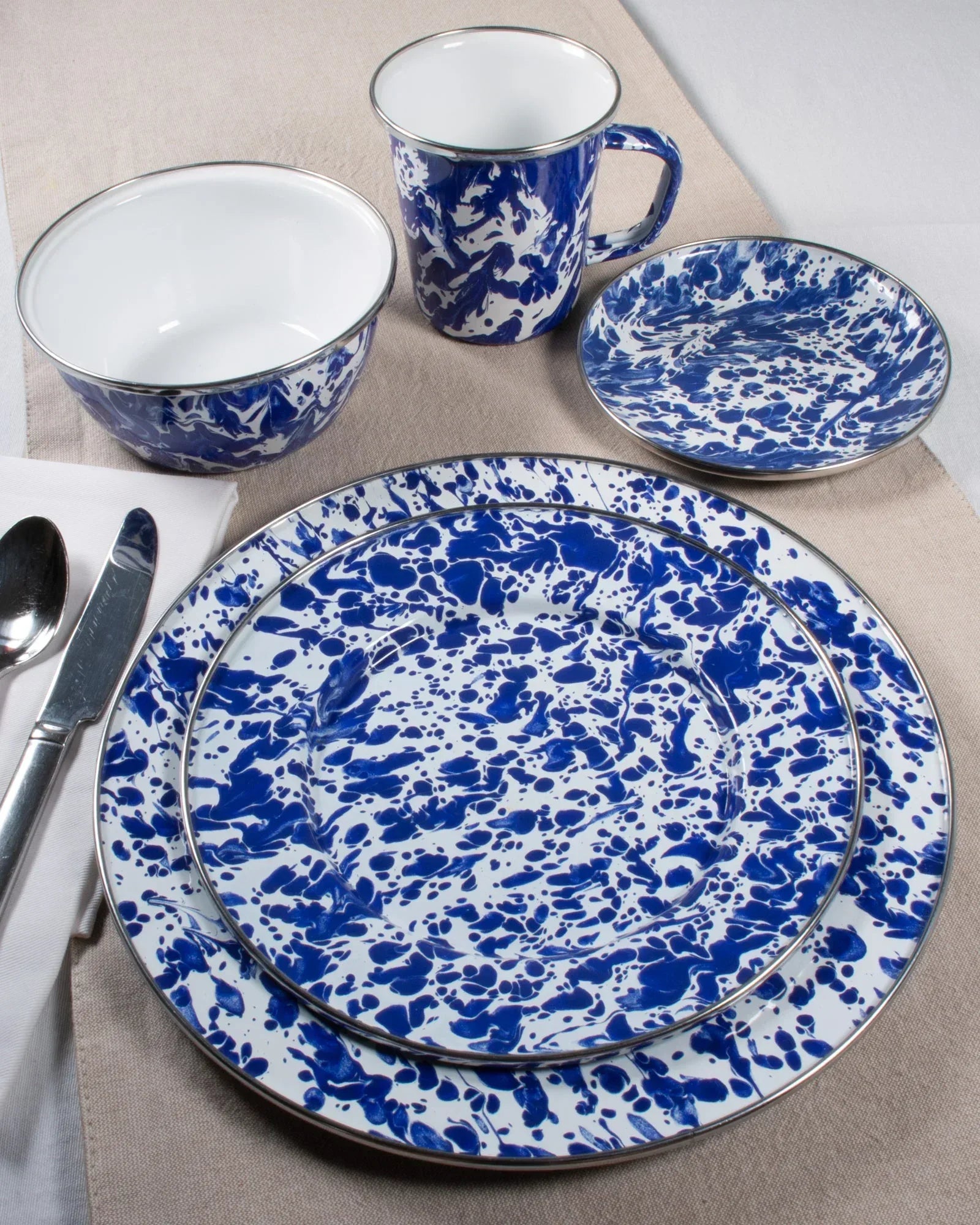 CB24 - Cobalt Swirl Petite Colander - Golden Rabbit Enamelware