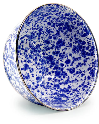 CB89 - Cobalt Swirl Large Salad Bowl - Golden Rabbit Enamelware