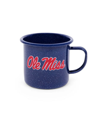 CK112NVY-OM01 - U of Mississippi Enamelware 16oz Mug, Navy Speckle - Golden Rabbit Enamelware