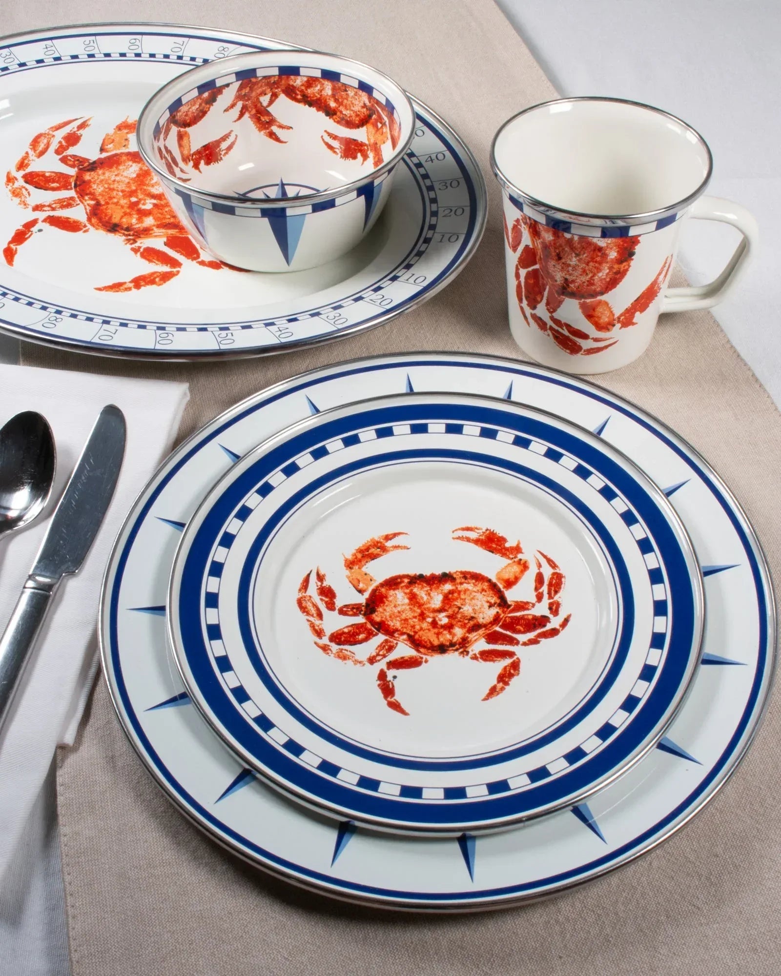 CR61S4 - Crab House Salad Bowls - Set of 4 - Golden Rabbit Enamelware