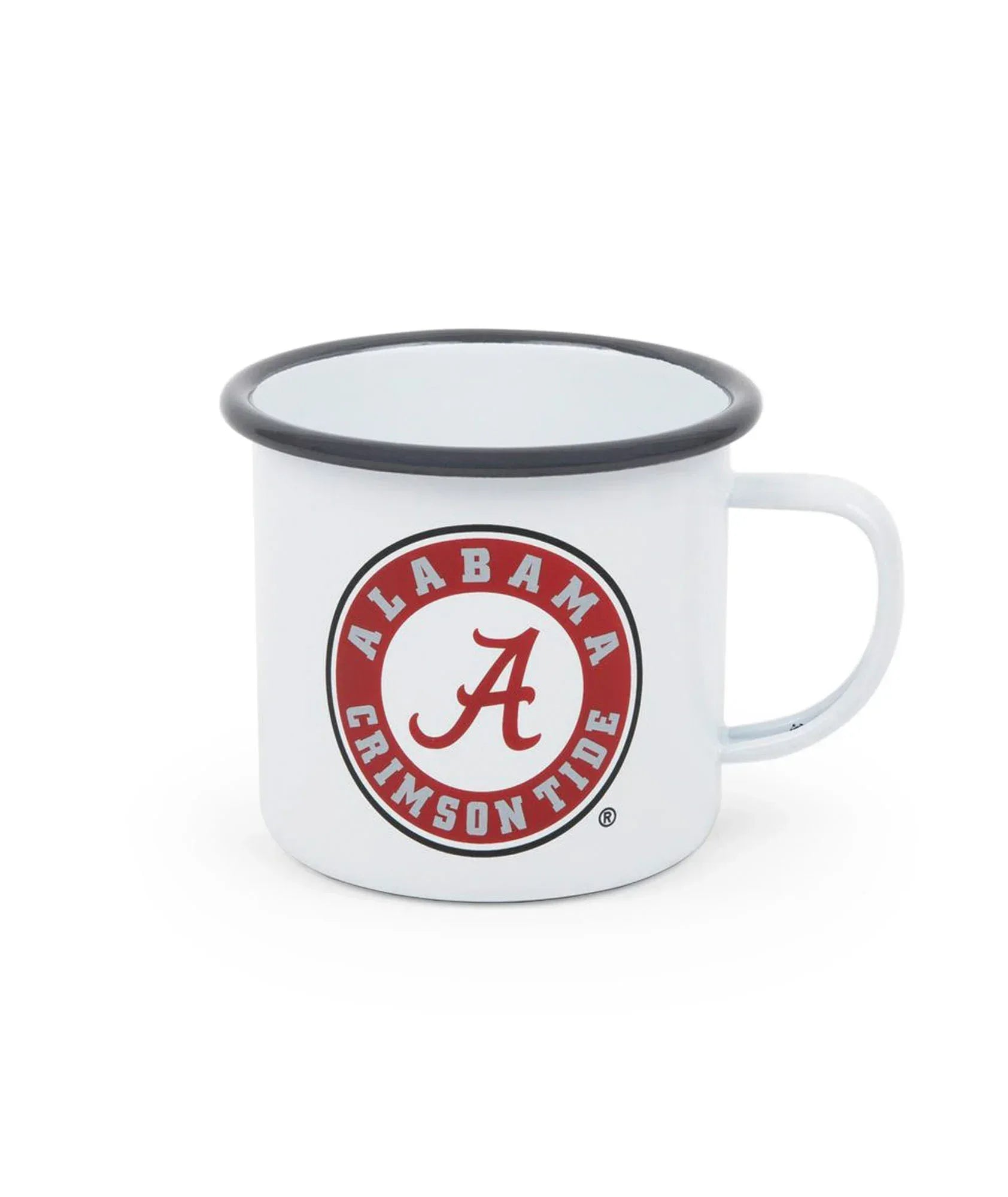 CV112GRY-UA01 - U of Alabama Enamelware 16oz Mug, Grey Rim - Golden Rabbit Enamelware