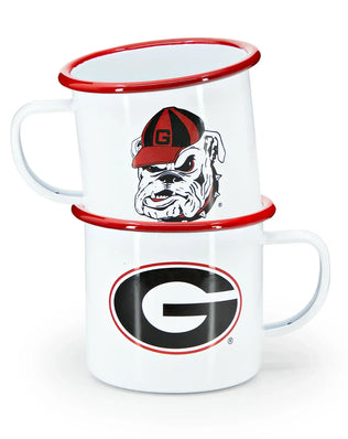 CV112RED-UGA01 - U of Georgia Enamelware 16oz Mug, Red Rim - Golden Rabbit Enamelware