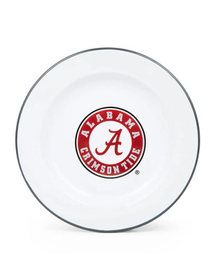 CV20GRY-UA02-4 - U of Alabama Enamelware Dinner Plates, Grey Rim, Set of 4 - Golden Rabbit Enamelware