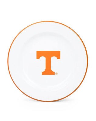CV20ORA-UT02-4 - U of Tennessee Enamelware Dinner Plates, Orange Rim, Set of 4 - Golden Rabbit Enamelware