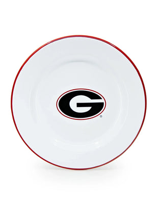 CV20RED-UGA02-4 - U of Georgia Enamelware Dinner Plates, Red Rim, Set of 4 - Golden Rabbit Enamelware