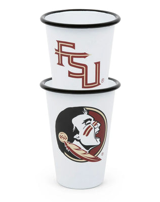 CV93BLA-FSU01-2 - Florida State Enamelware 14oz Tumblers, Black Rim, Set of 2 - Golden Rabbit Enamelware