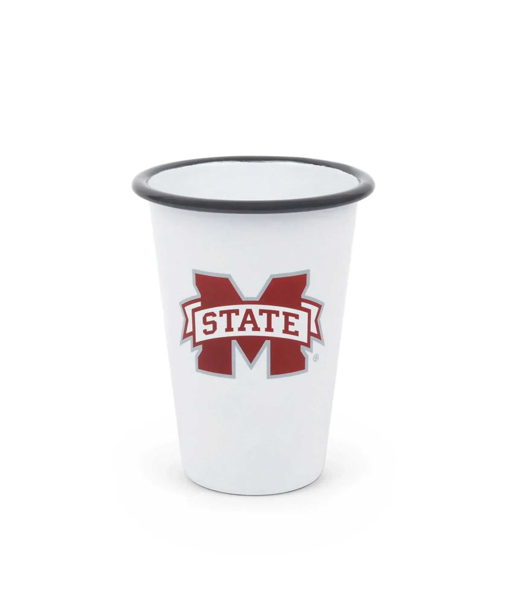 CV112GRY-MSU01 - Mississippi State Enamelware 16oz Mug, Grey Rim - Golden Rabbit Enamelware