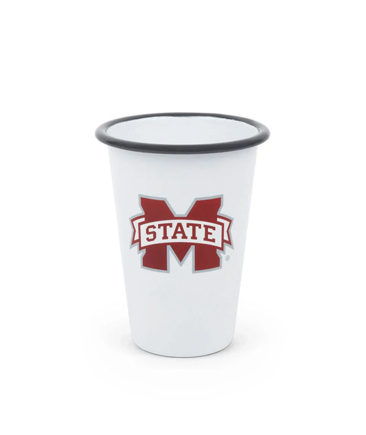 CV112GRY-MSU01 - Mississippi State Enamelware 16oz Mug, Grey Rim - Golden Rabbit Enamelware