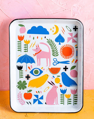 Lisa Congdon x CCH Small Rectangle Tray, Pink Dog