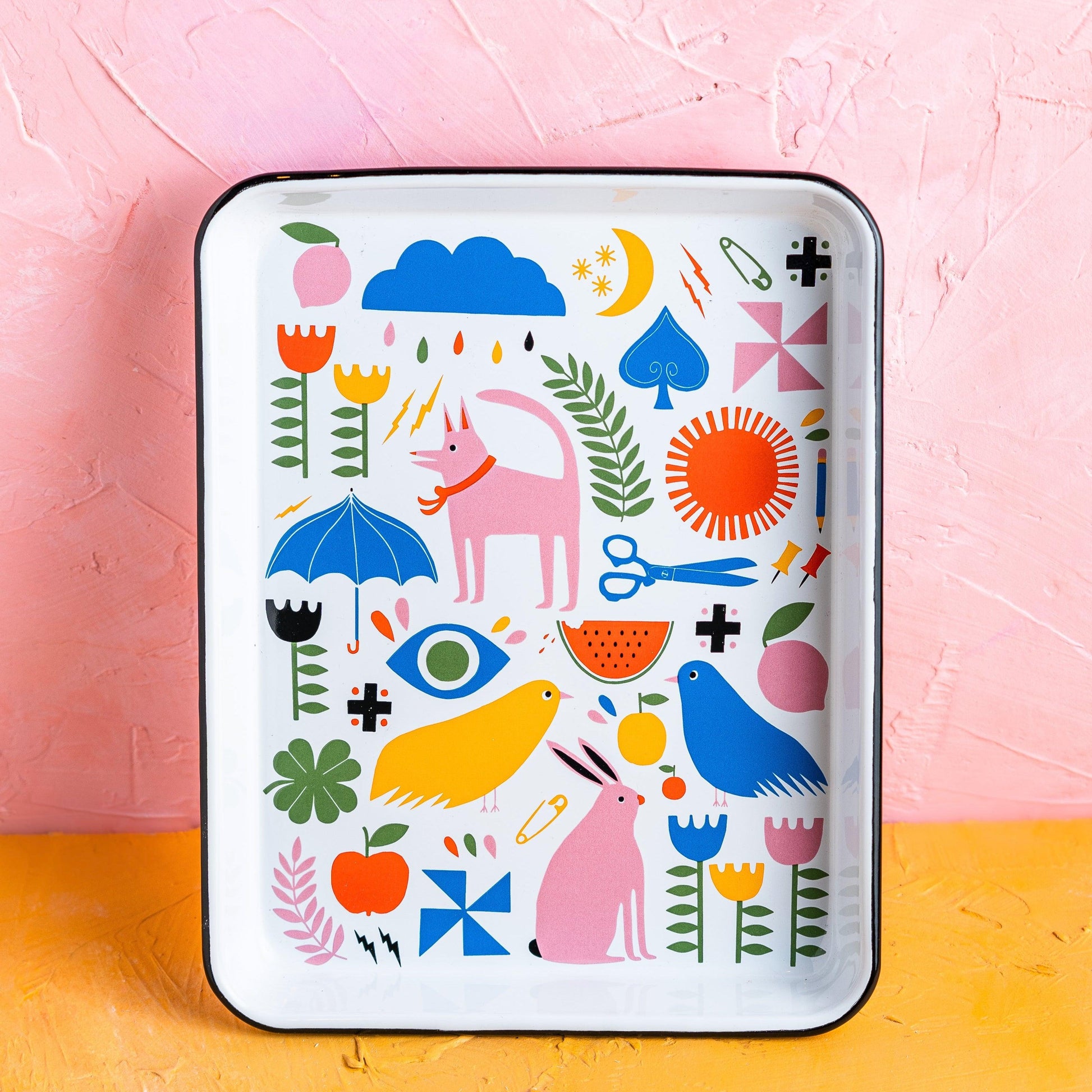 Lisa Congdon x CCH Small Rectangle Tray, Pink Dog