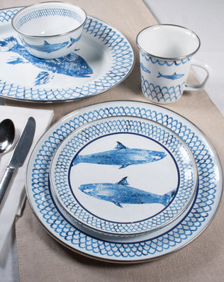 FC56S4 - Fish Camp Dinner Plates - Set of 4 - Golden Rabbit Enamelware