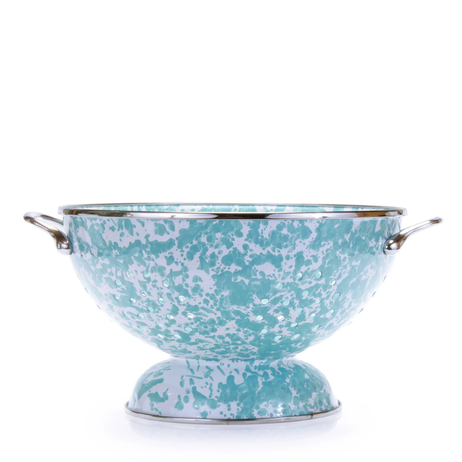 GLCOLS - Sea Glass Swirl Set Of Colanders - Golden Rabbit Enamelware