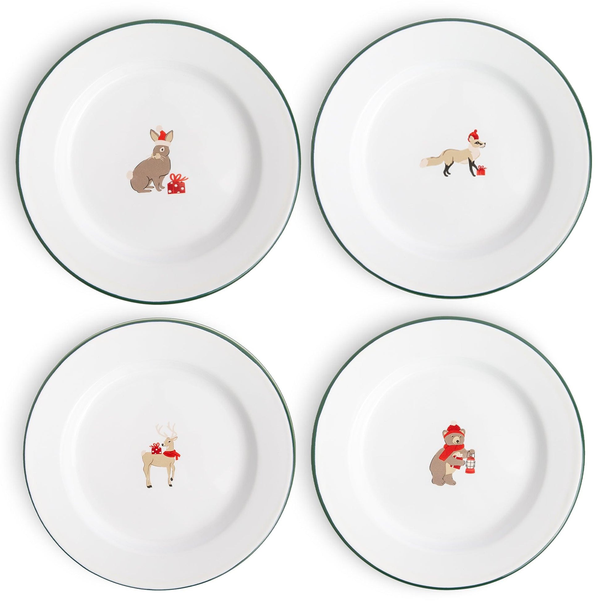 Helmsie x CCH Salad Plates, Set of 4, Holiday Animals