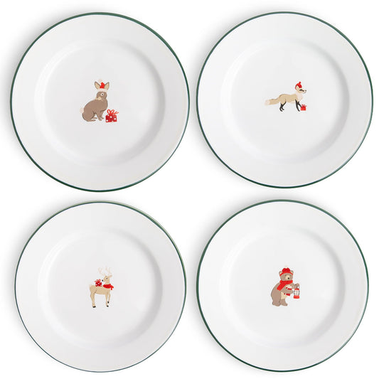 Helmsie x CCH Salad Plates, Set of 4, Holiday Animals