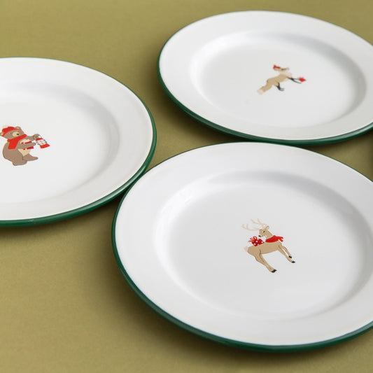 Helmsie x CCH Salad Plates, Set of 4, Holiday Animals