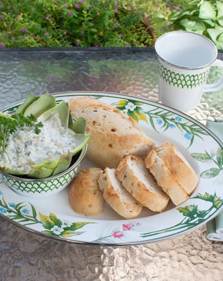HB06 - Herb Oval Platter - Golden Rabbit Enamelware
