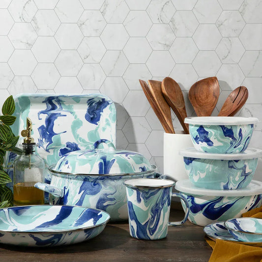 LG54 - Lagoon Mixing Bowls - Golden Rabbit Enamelware
