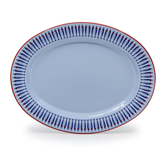 Mur by Ayca x CCH Anchovies Small 14 inch Oval Tray, Red Rim