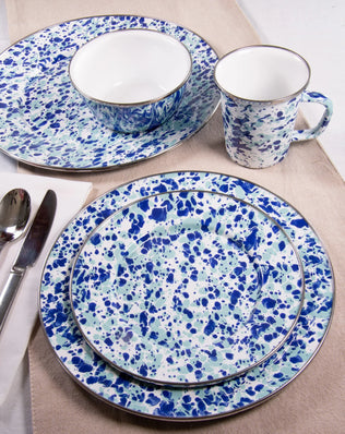 OC25 - Ocean Swirl Large Colander - Golden Rabbit Enamelware