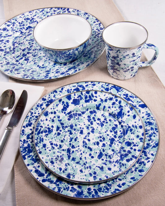 OC27 - Ocean Swirl Medium Colander - Golden Rabbit Enamelware