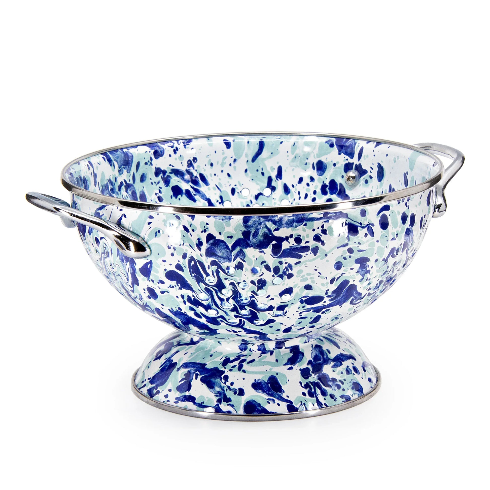 OCCOLS - Ocean Swirl Set Of Colanders - Golden Rabbit Enamelware