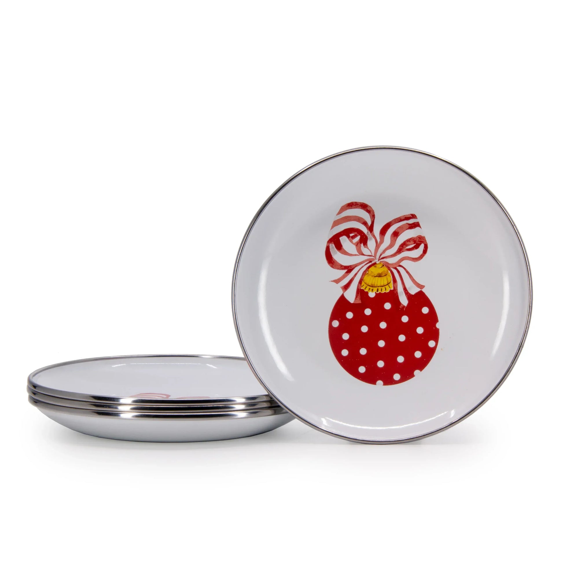 OM62S4 - Ornament Appetizer Plates-Set of 4 - Golden Rabbit Enamelware