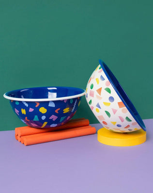 Poketo x CCH Chips Small Serving Bowl, Blue Rim