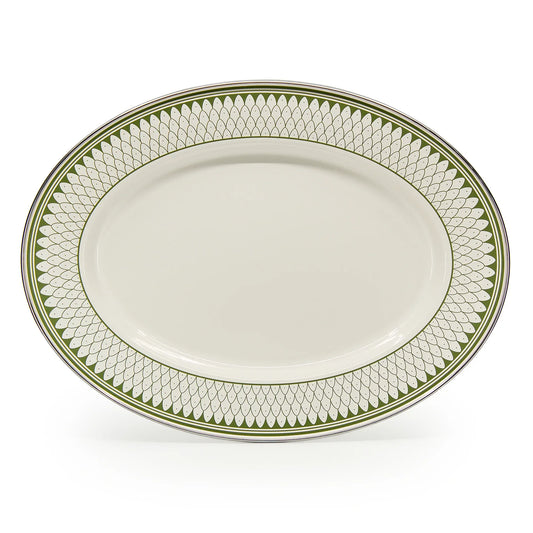 {{ variant.sku }} - Olive Sevilla Oval Platter - Golden Rabbit Enamelware