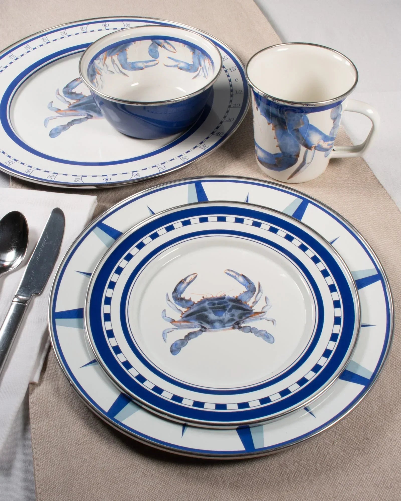 SE37 - Blue Crab Salt & Pepper - Golden Rabbit Enamelware