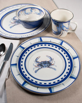 SE28S4 - Blue Crab 24 oz Grande Mugs - Set of 4 - Golden Rabbit Enamelware