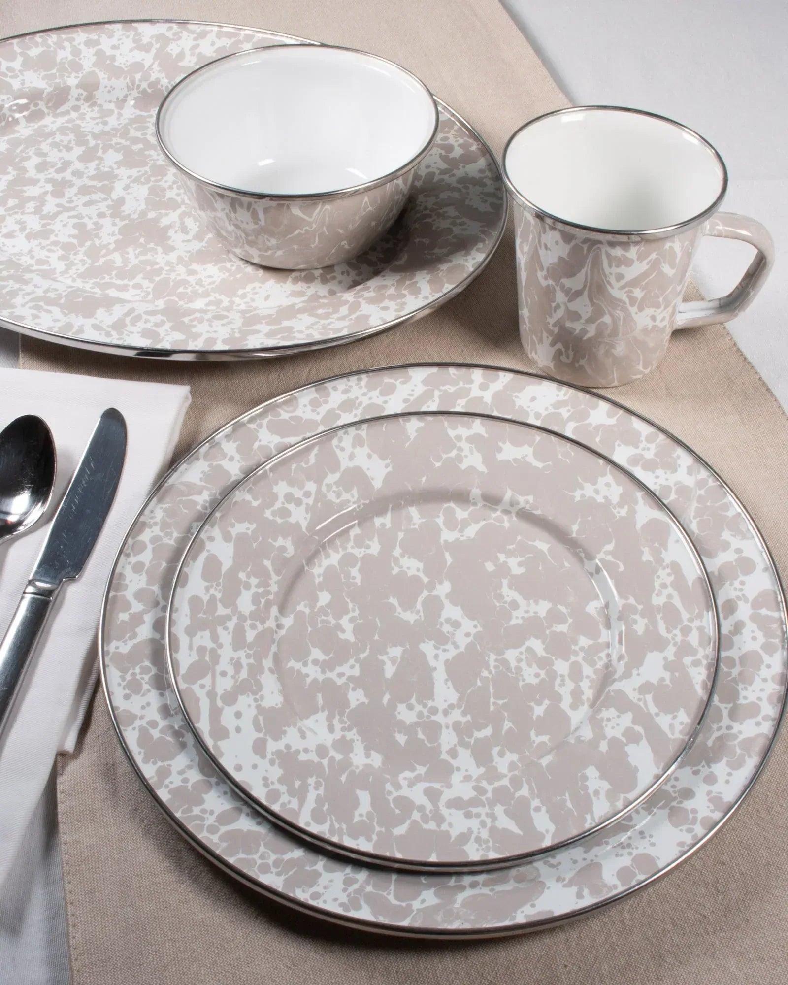 TP54 - Taupe Swirl Mixing Bowls - Golden Rabbit Enamelware