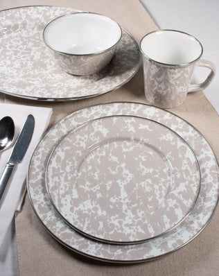TP18 - Taupe Swirl Catering Bowl - Golden Rabbit Enamelware