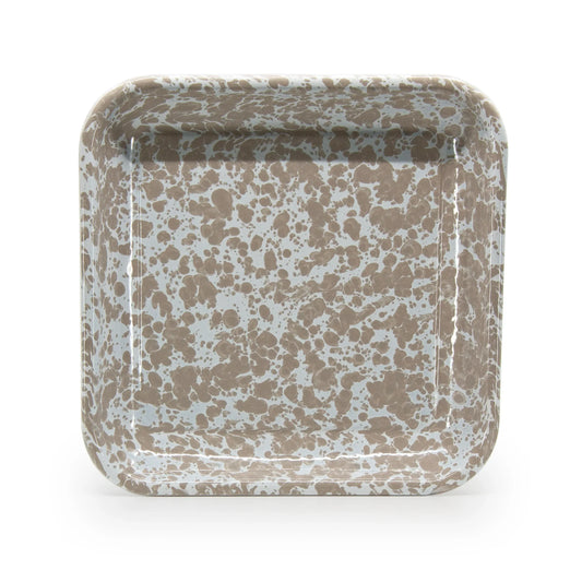 TP09S2 - Taupe Swirl Square Trays - Set of 2 - Golden Rabbit Enamelware