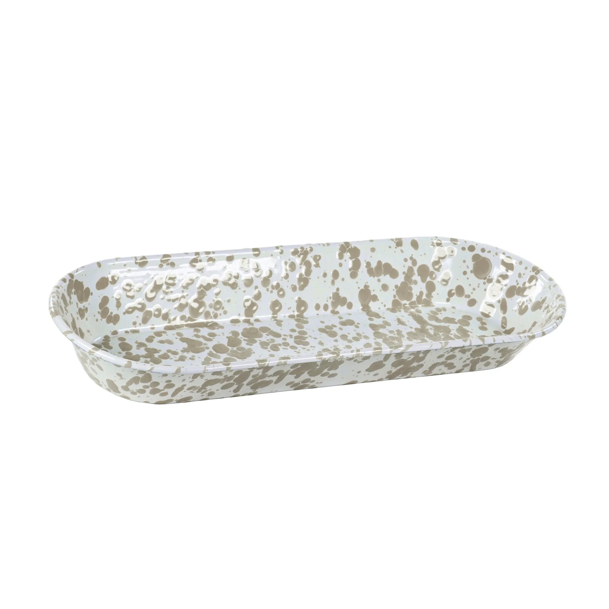 TP10 - Taupe Swirl Oval Basket - Golden Rabbit Enamelware