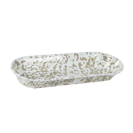 TP10 - Taupe Swirl Oval Basket - Golden Rabbit Enamelware