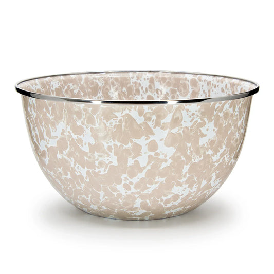 TP89 - Taupe Swirl Large Salad Bowl - Golden Rabbit Enamelware