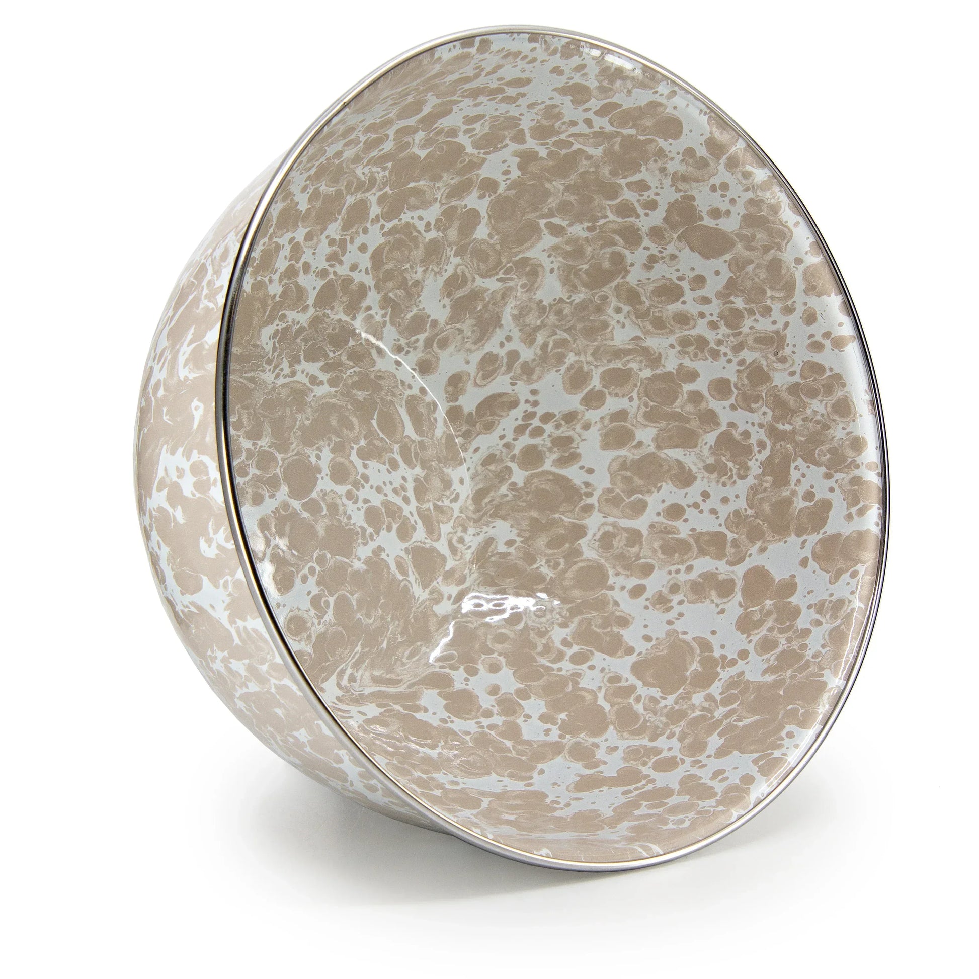 TP89 - Taupe Swirl Large Salad Bowl - Golden Rabbit Enamelware