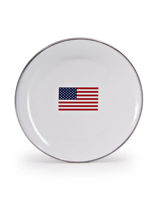 US69S4 - Set of 4 US Flag Sandwich Plates - Golden Rabbit Enamelware