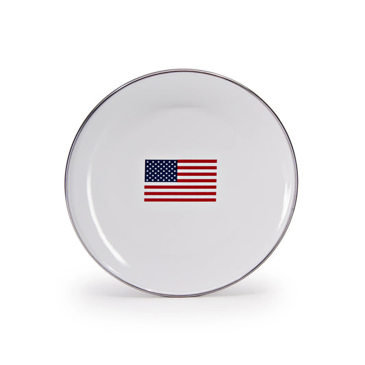 US69S4 - Set of 4 US Flag Sandwich Plates - Golden Rabbit Enamelware