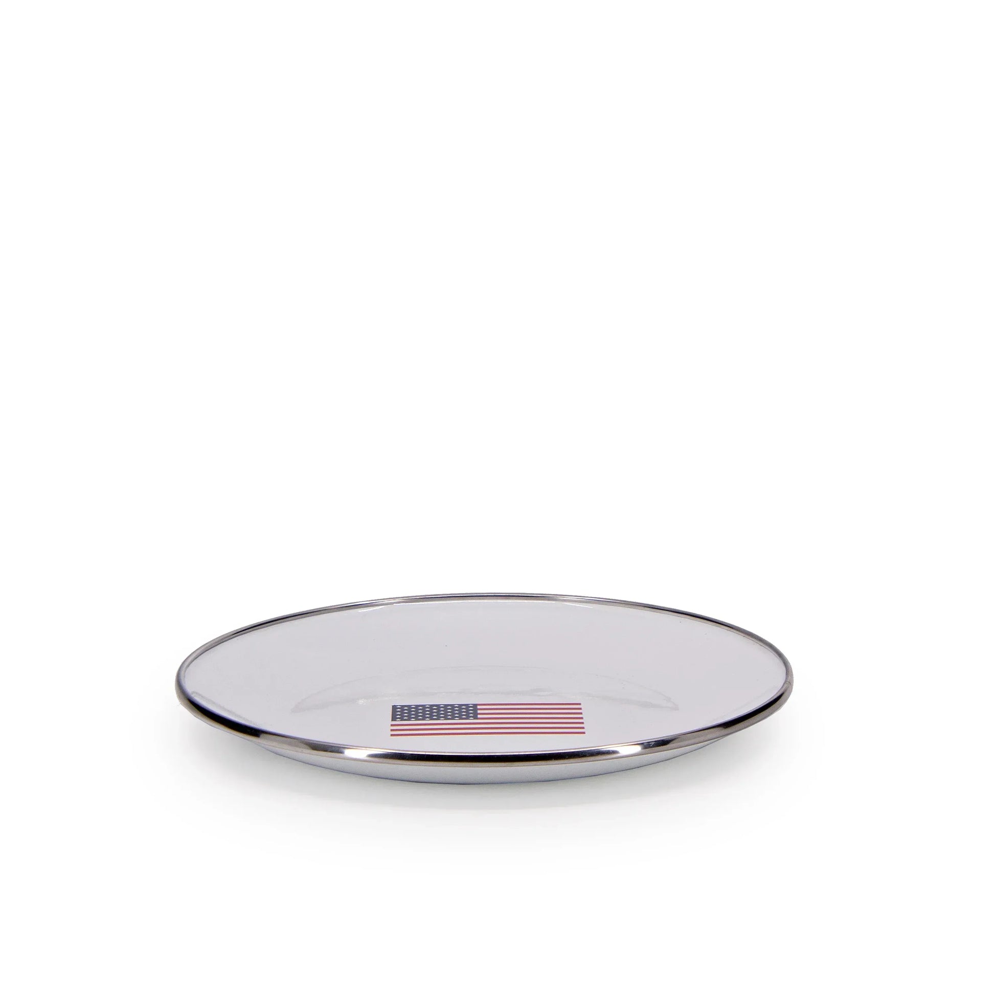 US69S4 - Set of 4 US Flag Sandwich Plates - Golden Rabbit Enamelware