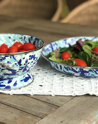 OC10 - Ocean Swirl Oval Basket - Golden Rabbit Enamelware