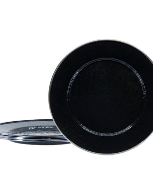 BK07S4 - Black Solid Dinner Plates - Set of 4 - Golden Rabbit Enamelware