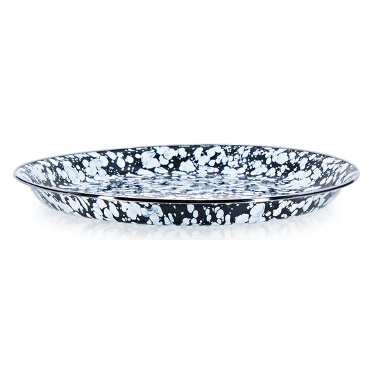 BL01 - Black Swirl Serving Tray - Golden Rabbit Enamelware