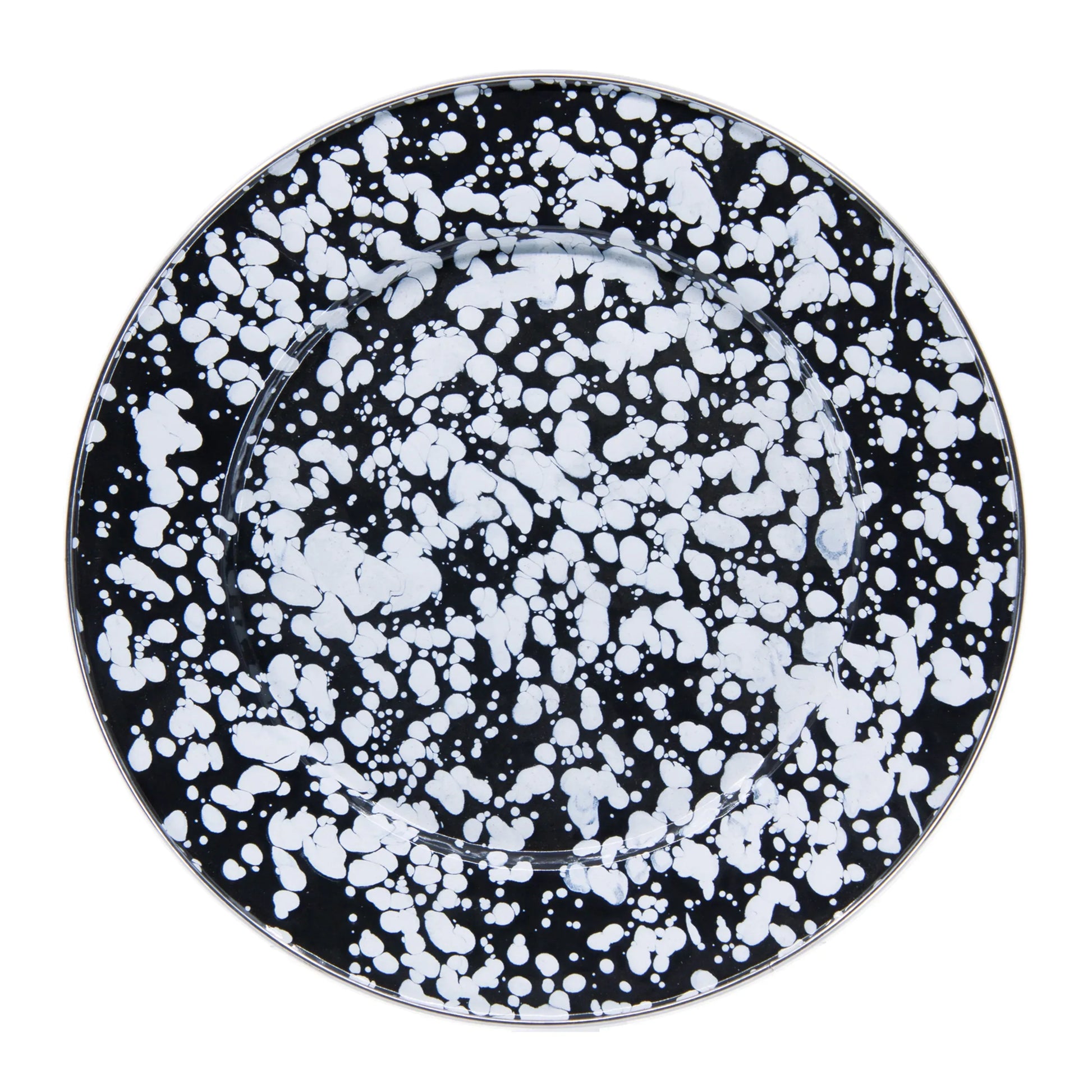 BL07S4 - Black Swirl Dinner Plates - Set of 4 - Golden Rabbit Enamelware