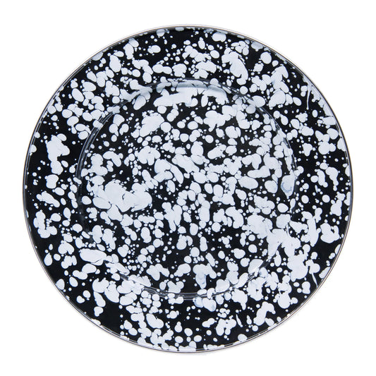 BL07S4 - Black Swirl Dinner Plates - Set of 4 - Golden Rabbit Enamelware